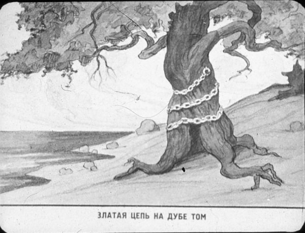 Раскраска Пушкина у Лукоморья дуб зеленый