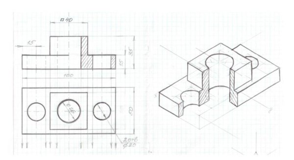 Эскиз детали с отверстием