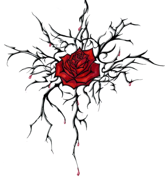 Роза с шипами тату эскиз
