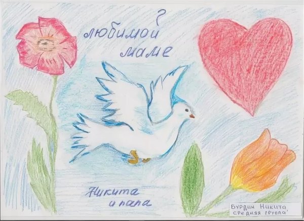 Рисунок для мамы легкий