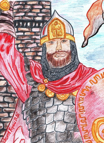 Портрет Александра Невского карандашом 2 класс