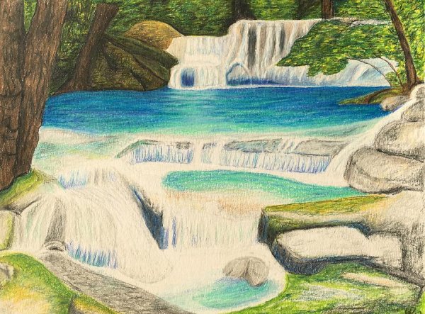 Рисование водопада для детей