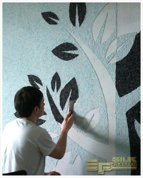 Декор стен жидкими обоями