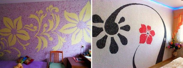 Рисунки на жидких обоях своими руками