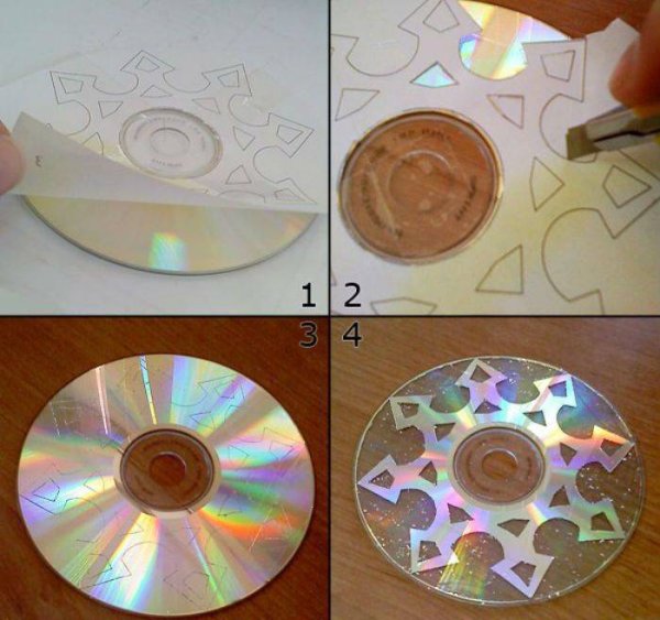 Новогоднее украшение из двд дисков