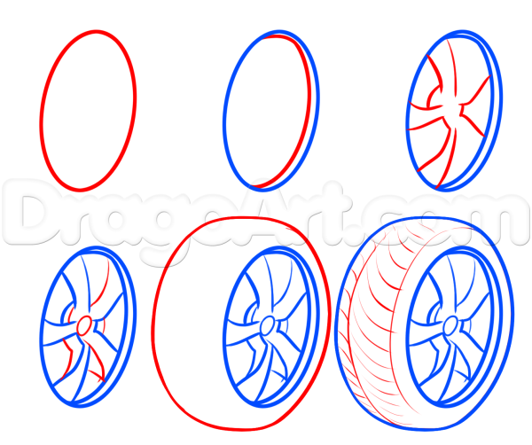 Рисование колеса для автомобиля