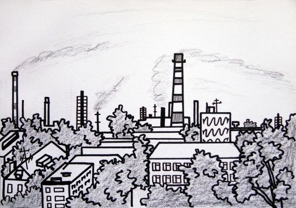 Индустриальный пейзаж Графика