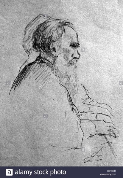 Портрет Льва Николаевича Толстого карандашом