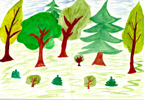 Несложный рисунок лес
