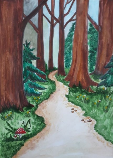 Нарисовать лес карандашом