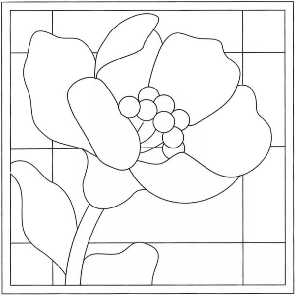 Цветы витражными красками трафареты