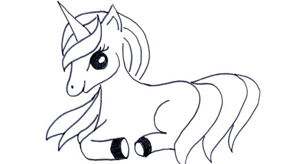 Поэтапное рисование единорога для детей