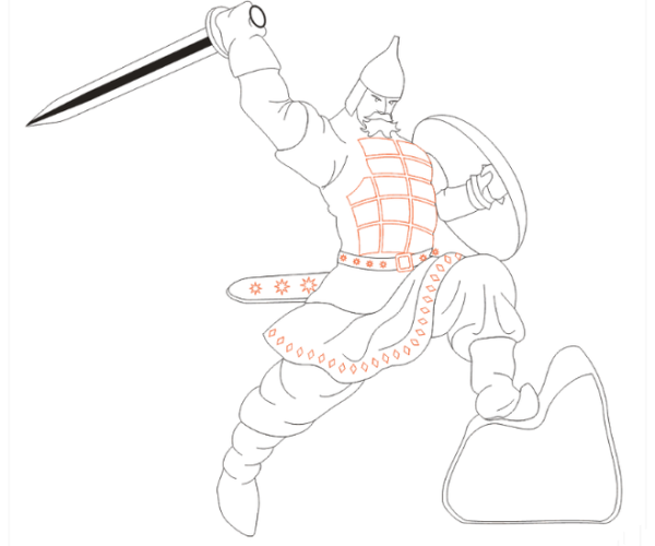 Богатырь рисунок карандашом