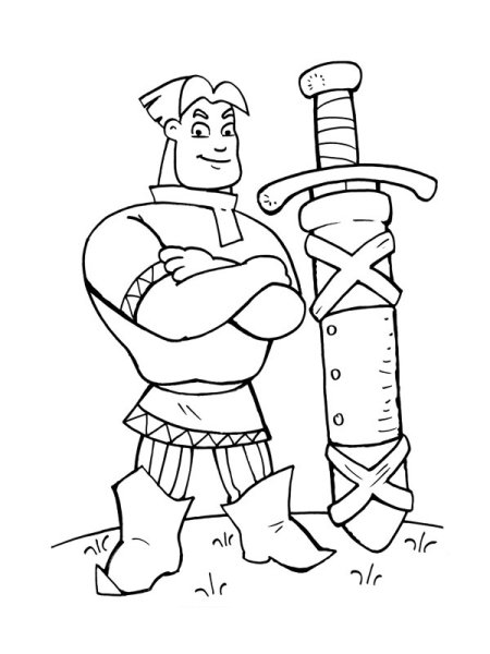 Алеша Попович раскраска для детей