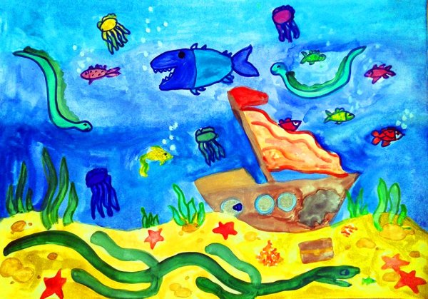 Аквариум карандашом