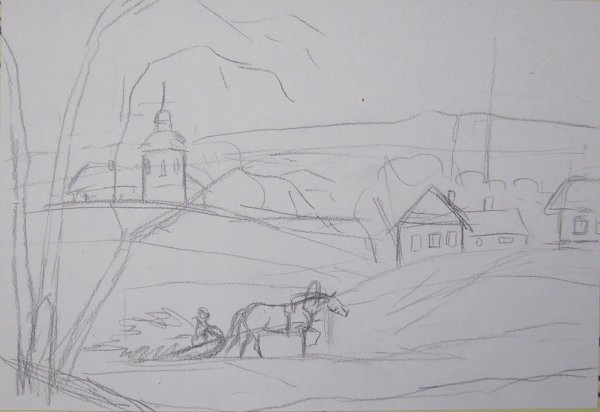 Зимнее утро рисунок