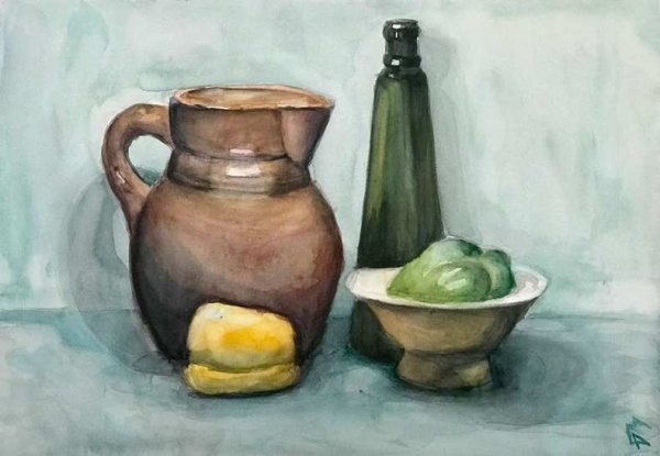 Кувшин акварелью