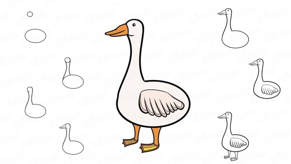Гусь нарисованный