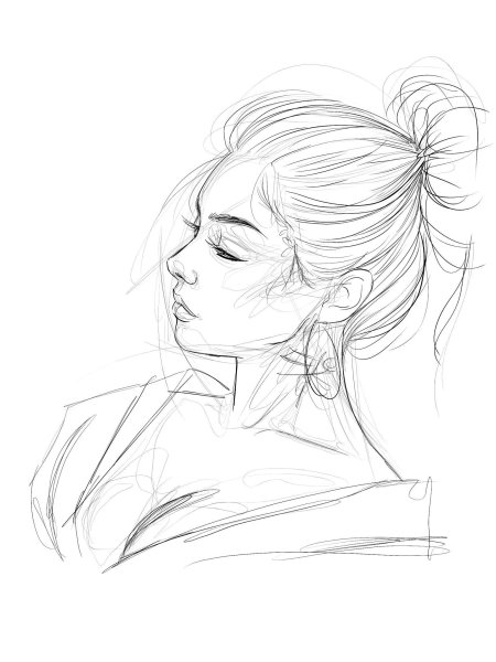Зарисовки девушек карандашом