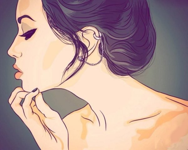 Девочка боком рисунок