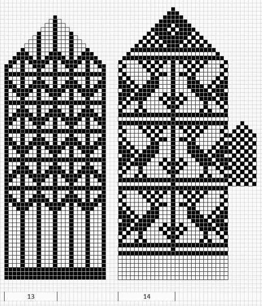 Варежки с жаккардовым узором