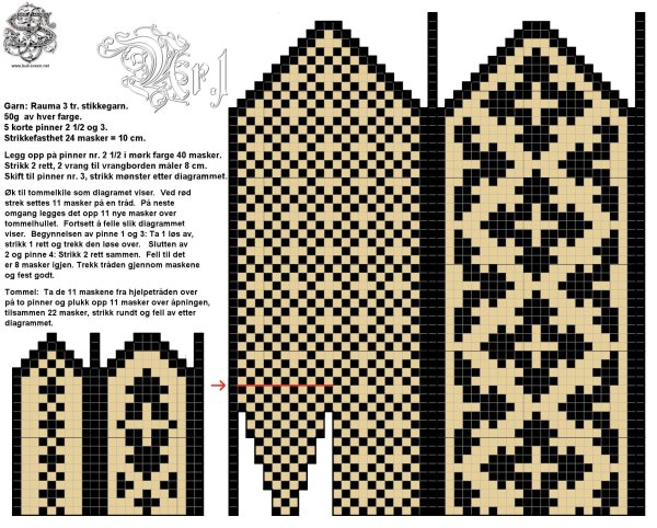 Схемы варежек