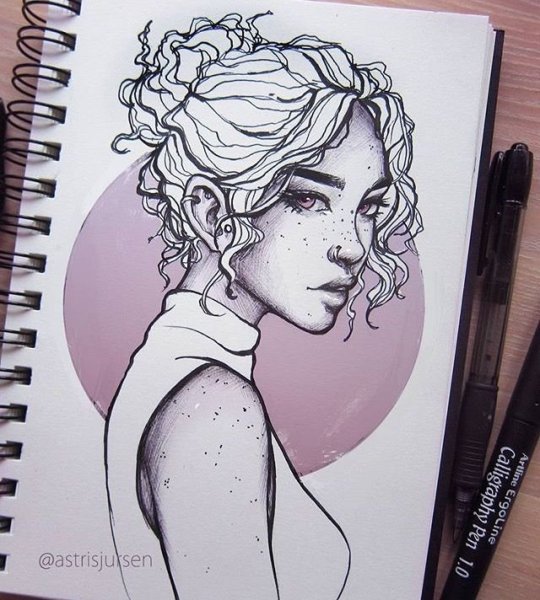 Рисунок в скетчбук легкий девочка