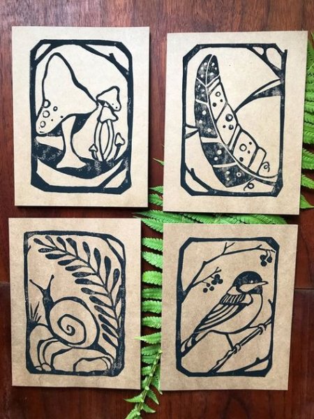 Линогравюра растения