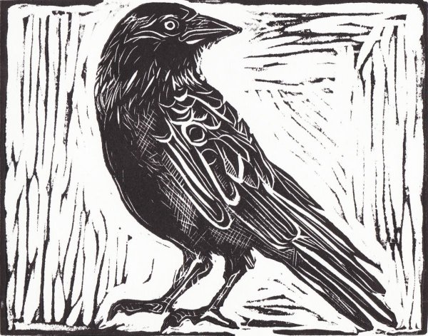 Лиса линогравюра