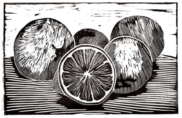 Лисица линогравюра