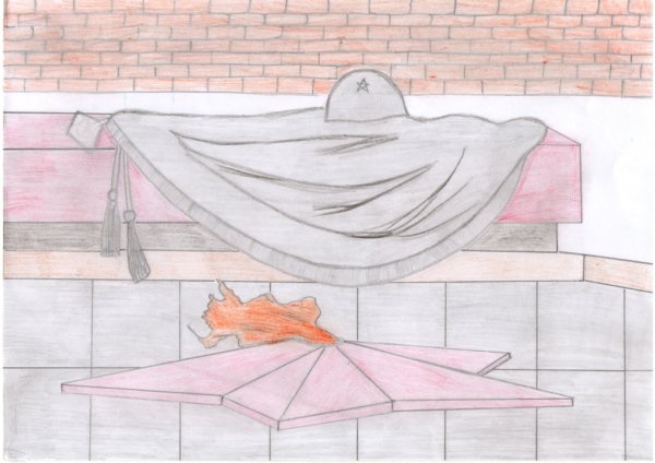 Нарисовать памятник неизвестному солдату во Ржеве карандашом