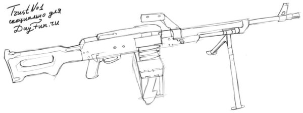 Автомат Калашникова рисунок сбоку