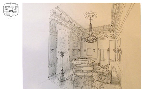 Эскиз интерьера дворца