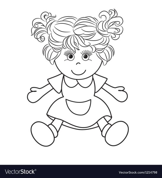 Кукла раскраска вектор