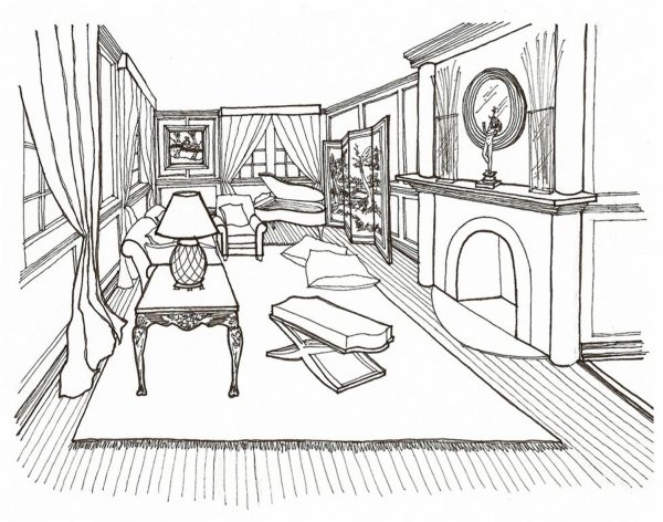 Интерьер усадьбы в перспективе