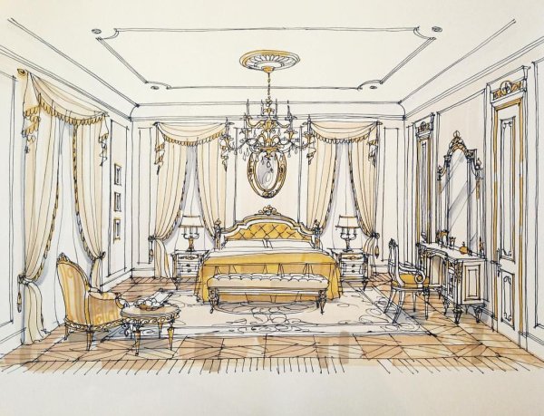 Исторический эскиз интерьера