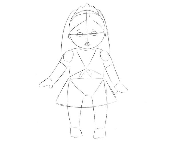 Кукла контурный рисунок
