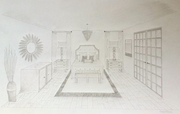 Набросок комнаты в перспективе