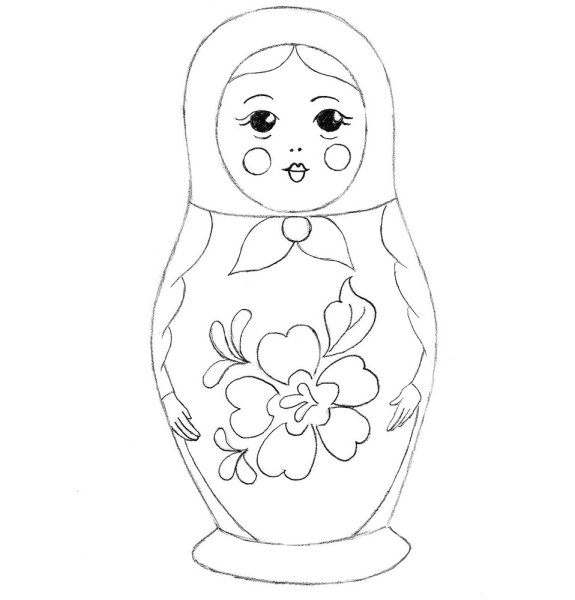 Семеновская Матрешка разукрашка