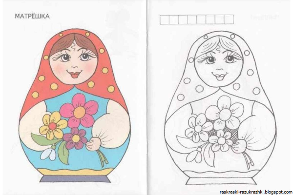 Раскраска матрёшка для детей 3-4 лет