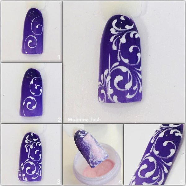 Вензеля на ногтях пошагово