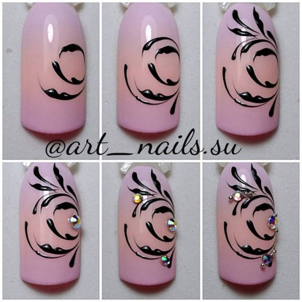 Вензеля на ногтях для начинающих пошаговые схемы