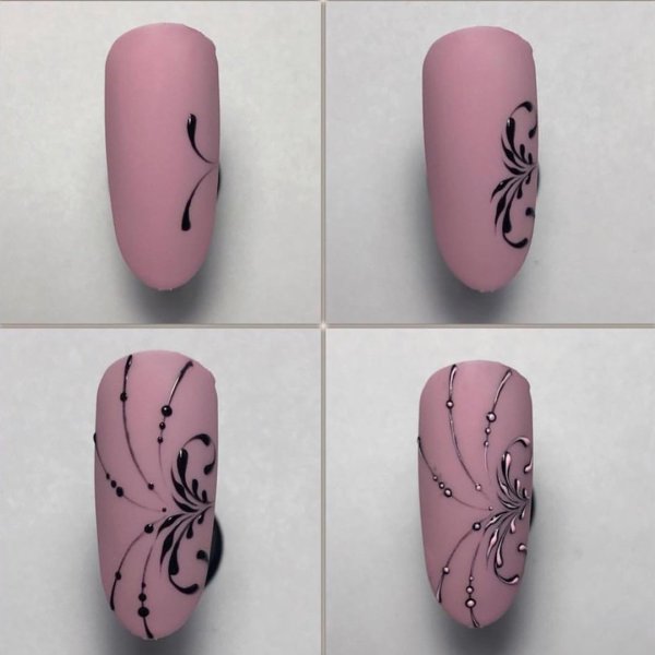Маникюр с вензелями и завитками