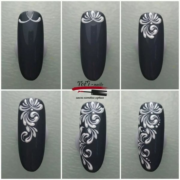 Вензеля схема рисования на ногтях