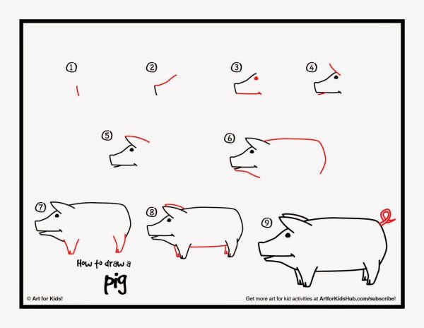 Морда кабанчика рисунок