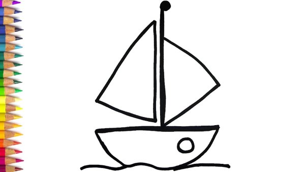 Нарисовать кораблик ребенку