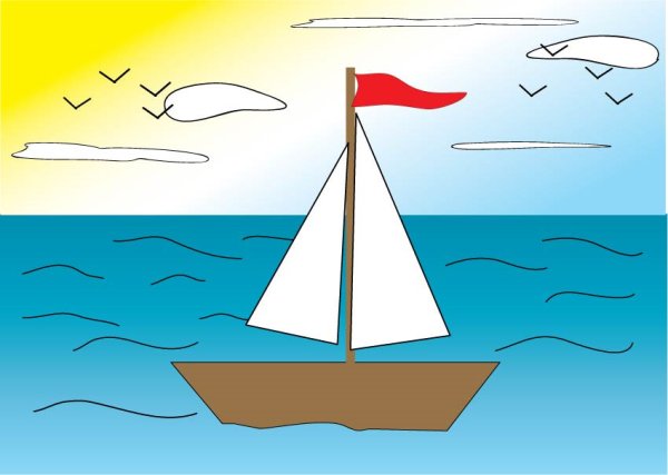 Схема рисования корабля для детей