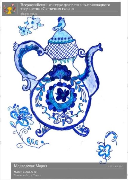 Рисование 5 класс Гжель кувшин