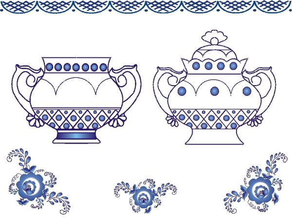 Гжельская посуда рисование