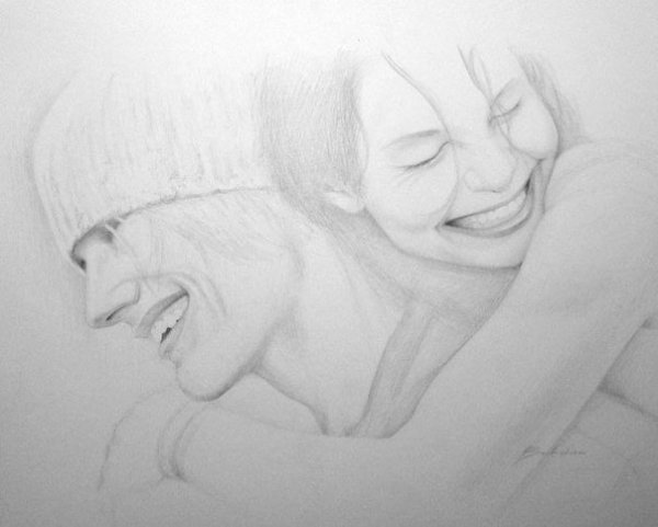 Человек и животное карандашом